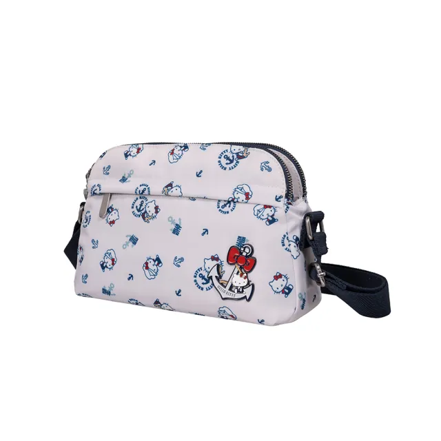 【HELLO KITTY】雙11 皇家航海-雙拉鍊側背包-白(KT03J07WT)