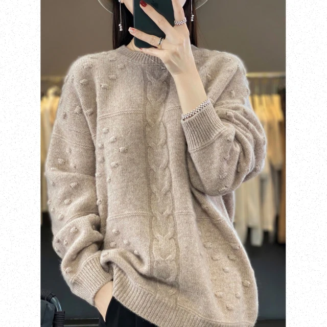 Very Buy 非常勸敗Very Buy 非常勸敗 預購/秋冬純羊毛衫女圓領套頭寬鬆百搭韓版羊絨毛衣針織顯瘦內搭上衣