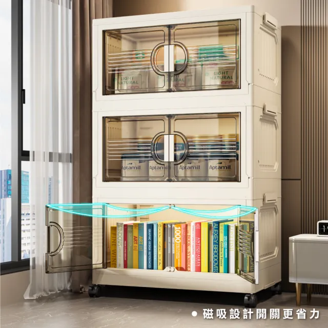 【ONE HOUSE】55寬 185L 艾蜜莉折疊收納櫃_五層(收納架/收納箱/置物櫃/置物架/電器櫃/收納車)
