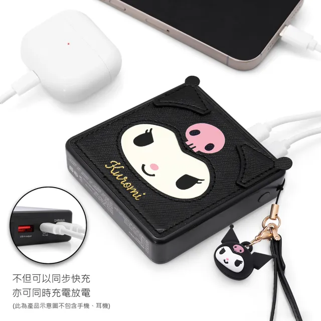 【GARMMA】IK-7CDD12 10000mAh 38.5Wh 20W 2孔輸出 三麗鷗家族 數顯PD行動電源(PD快充/皮革質感)