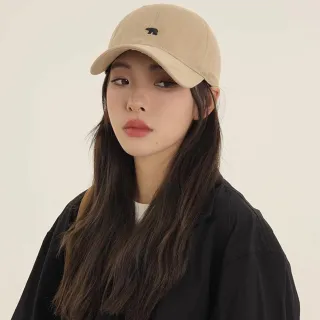 【MoonDy】棒球帽 鴨舌帽 美式復古 顯臉小帽子 防曬 透氣 軟頂 北極熊 刺綉 高質感 遮陽帽