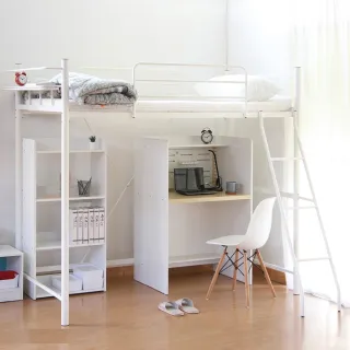 【RICHOME】工業風附梯高架床(多功能收納空間 單人床 雙層床 床架 鐵床 BE259)