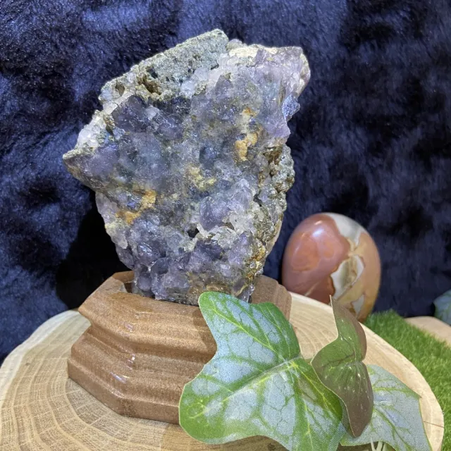 【Cozy 世界水晶原礦與茶】方塊藍螢石共生水晶與銅礦 03-3(有助於釋放情緒壓力)