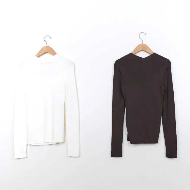 【MASTINA】典雅假兩件長袖針織衫(白 卡/魅力商品)