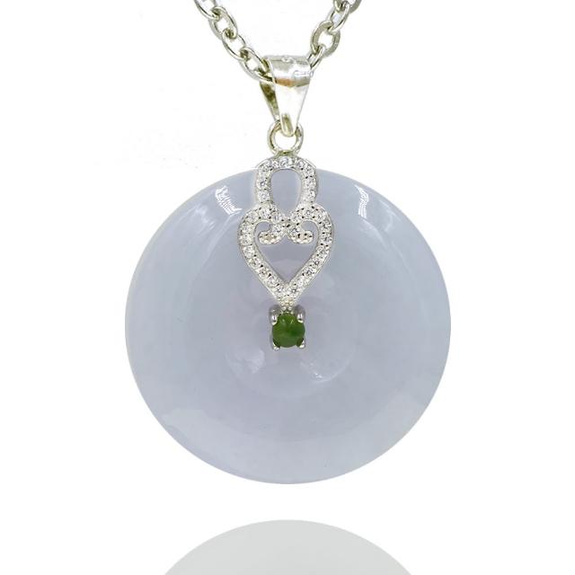 【喜緣玉品】天然翡翠玉石 紫羅蘭 平安扣項鍊(富貴風華)