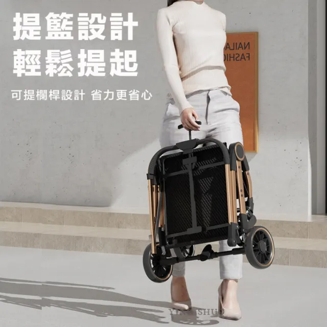 全新升級寵物推車 卡基色 (一車兩用  加厚耐磨 加固車架)
