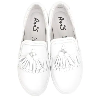 【Ann’S】激瘦第三代!!!全真牛皮流蘇厚底小白鞋(白)