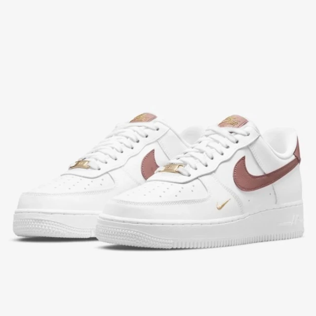 NIKE 耐吉 WMNS AIR FORCE 1 07 ESS 乾燥玫瑰 金扣 白色 休閒鞋 女款 穿搭(CZ0270-103)