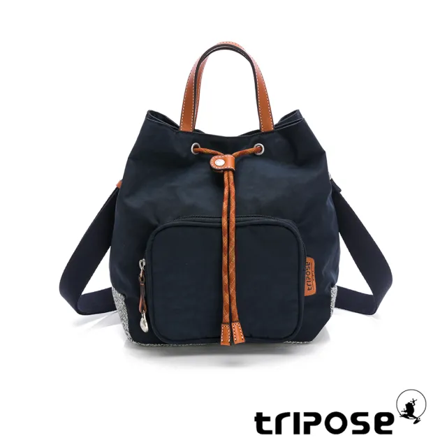 【tripose】漫遊系列岩紋手提斜背水桶包(沉靜藍)
