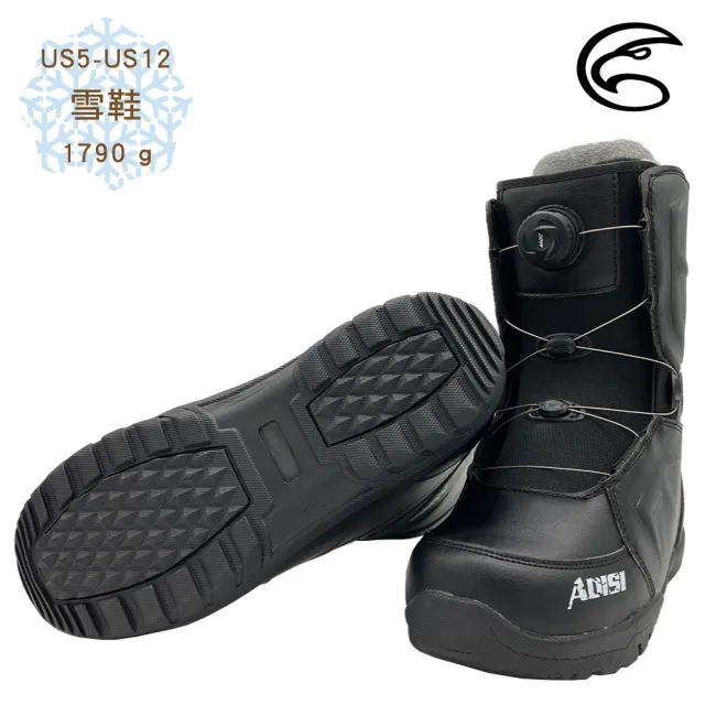 【ADISI】SNOWBOARD雪鞋-黑色-AS24139(滑雪 護具 防護 防摔 軟墊 舒適 透氣)