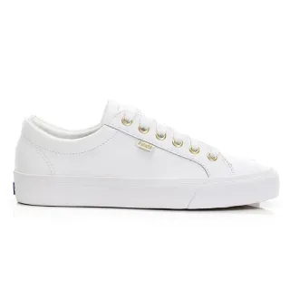 【Keds】JUMP KICK 奢華風皮革綁帶休閒小白鞋-白(9203W123119)