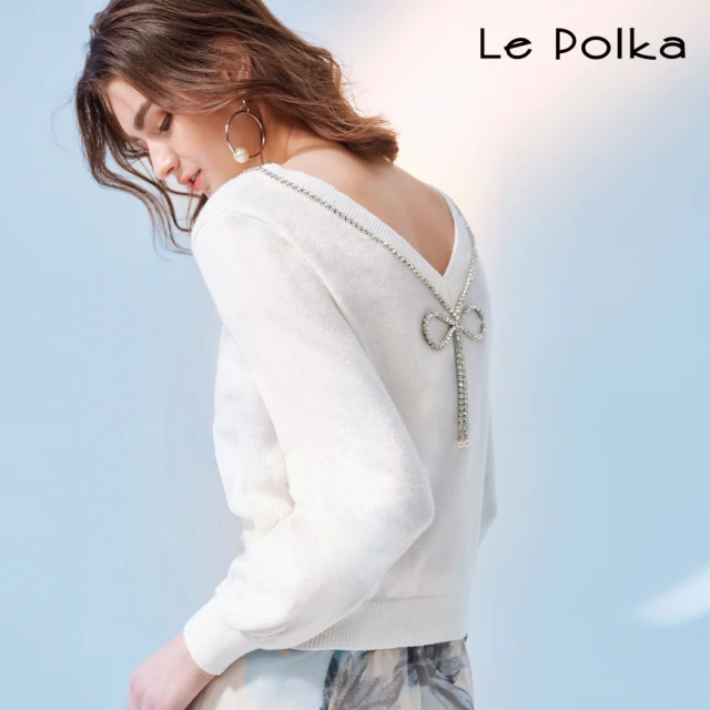 Le Polka 優雅蝴蝶鑽造型針織上衣-女