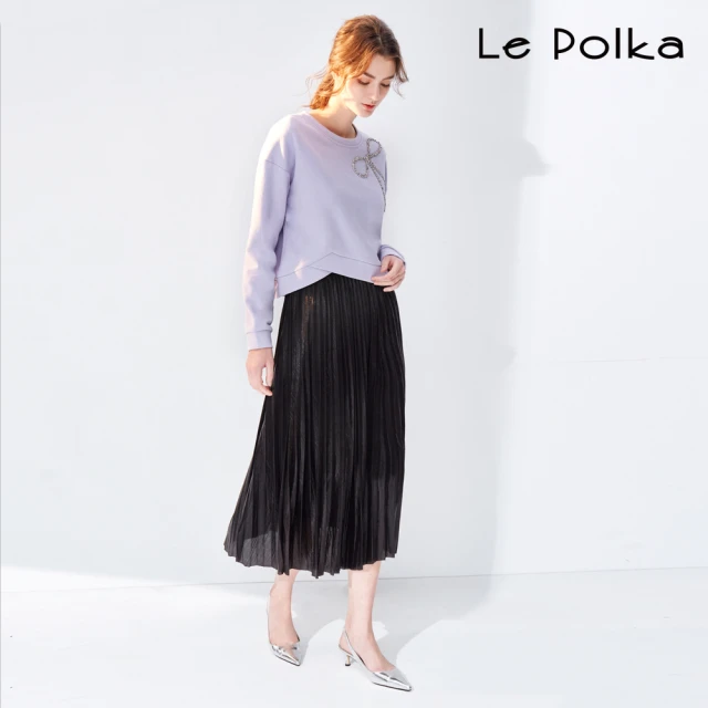 Le Polka 雅致光澤感百褶長裙-女