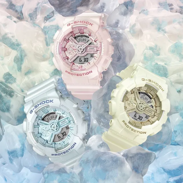 【CASIO 卡西歐】G-SHOCK x ITZY 禮志 優雅珠光 緞面偏光 絲緞藍 人氣雙顯手錶 _45.9mm(GMA-S110ST-2A)