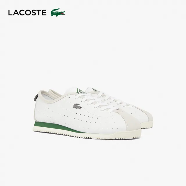 【LACOSTE】男鞋- Club-Low皮革沖孔復古運動休閒鞋(白色/墨綠配色)
