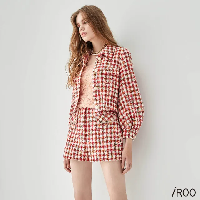 【iROO】顆粒花呢紗短裙