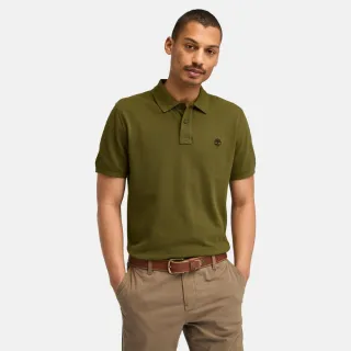【Timberland 官方旗艦】男款橄欖綠休閒短袖POLO衫(A6943302)