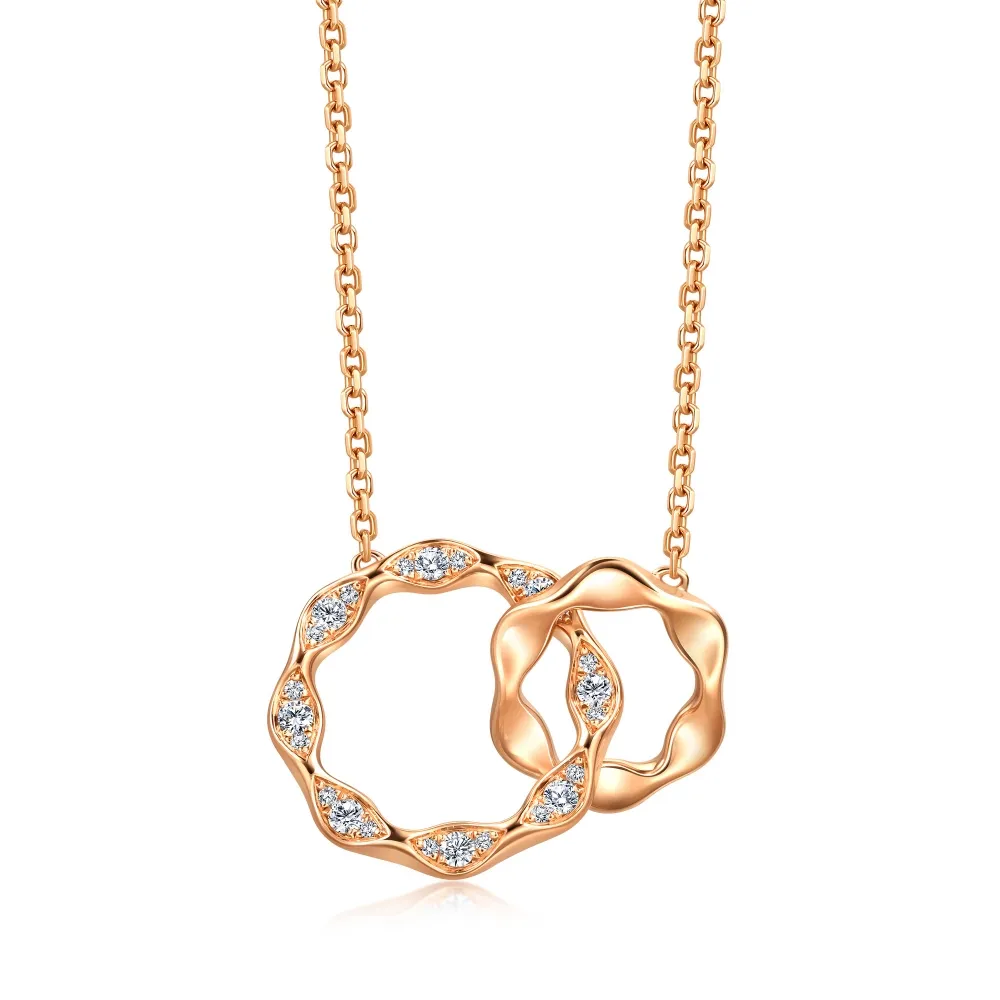 【點睛品】YuYu系列 優雅線條 18K玫瑰金鑽石項鍊