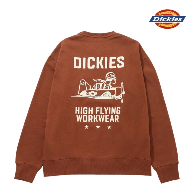 Dickies 男款卡布奇諾棕內抓絨背面大圖案印花設計休閒大學T｜DK0A868KK47