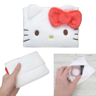 【小禮堂】雙11 Sanrio 三麗鷗 絨毛造型面紙收納包 - 大臉款 Kitty 大耳狗 酷洛米(平輸品)
