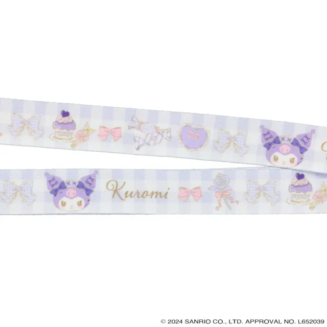 【小禮堂】雙11 Sanrio 三麗鷗 酷洛米 證件套附頸繩 - 格紋蘿莉(平輸品)