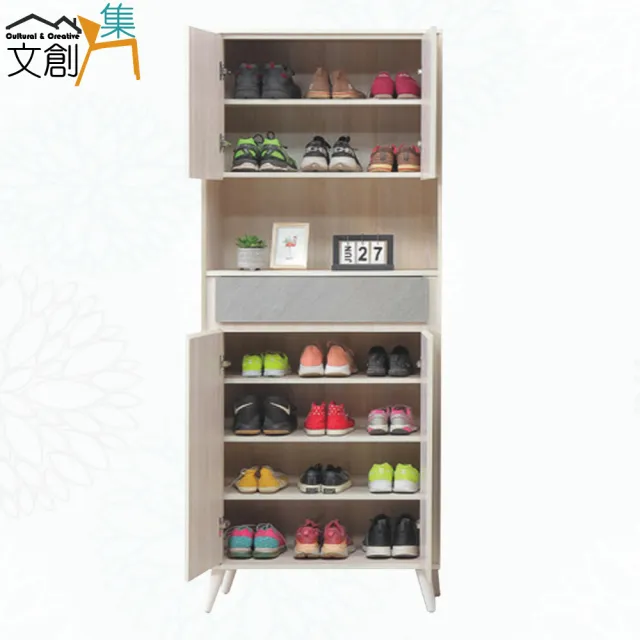 【文創集】奧特雙色2.7尺四門單抽高鞋櫃