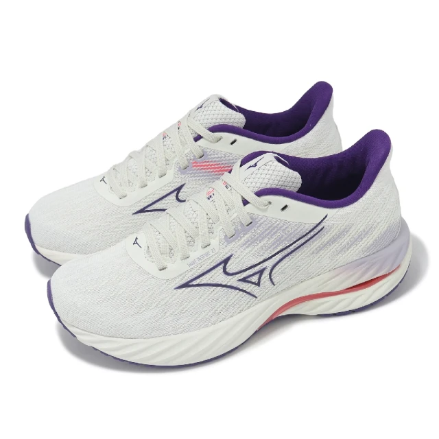 MIZUNO 美津濃MIZUNO 美津濃 慢跑鞋 Wave Inspire 21 女鞋 白 紫 平織網布 波浪片 支撐 運動鞋 美津濃(J1GD2544-25)