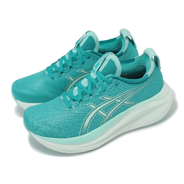 asics 亞瑟士 慢跑鞋 GEL-Nimbus 27 女鞋 湖水綠 厚底 緩衝 針織 運動鞋 亞瑟士(1012B753400)