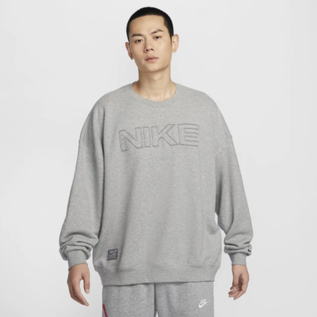 NIKE 耐吉 長袖上衣 男 大學T 寬鬆版型 毛圈布 AS M NK CLUB FT OS CREW GCEL 灰 HV8225-063