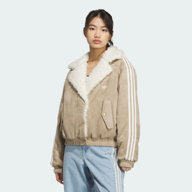 adidas 愛迪達 外套 女 運動立領外套 寬鬆 三葉草 亞規 RS W JACKET PAD 米白 JL8439