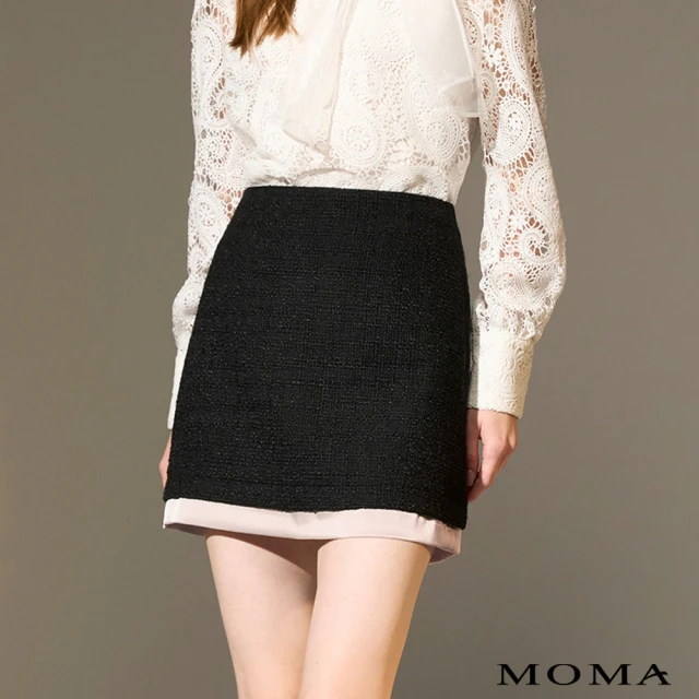 MOMA 低調奢華小香風毛呢洋裝(深藍色)好評推薦