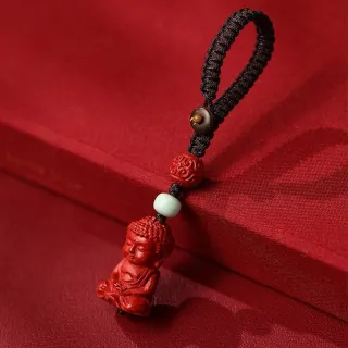【LEEHER】男女同款/鑰匙圈吊飾/吊墜/吊飾/彌勒佛項鍊/護身符/辟邪手鍊/招財納福/保平安/硃砂項鍊/白松石