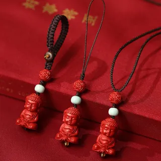 【LEEHER】男女同款/鑰匙圈吊飾/吊墜/吊飾/彌勒佛項鍊/護身符/辟邪手鍊/招財納福/保平安/硃砂項鍊/白松石