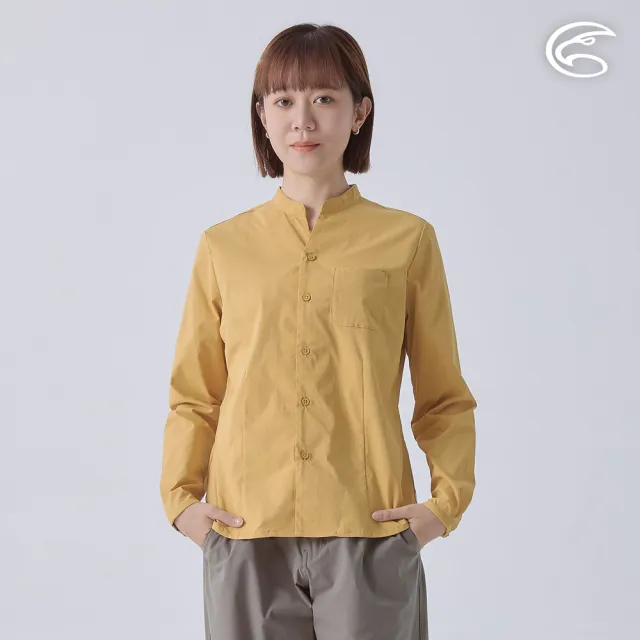 【ADISI】女UPF50+透氣快乾長袖襯衫 AL2411018 銘黃 S-2XL(抗UV 彈性 吸濕 速乾 輕薄 休閒上衣)