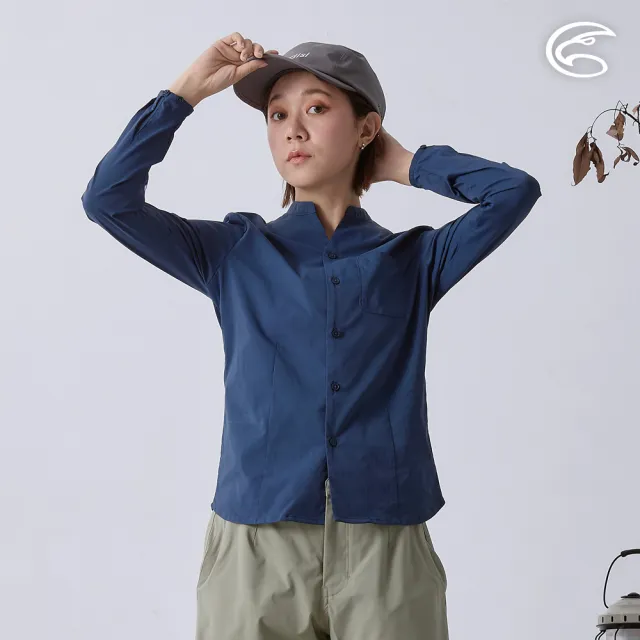 【ADISI】女UPF50+透氣快乾長袖襯衫 AL2411018 湖水藍 S-2XL(抗UV 彈性 吸濕 速乾 輕薄 休閒上衣)