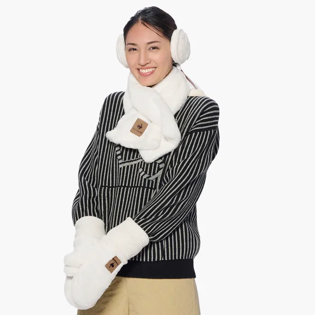 【LE COQ SPORTIF 公雞】高爾夫系列 女款白色親膚保暖圍巾QLU0J720