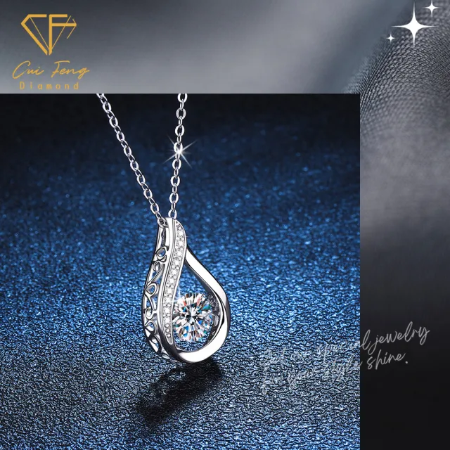 【CF Diamond】項鍊 莫桑鑽《靈動欲滴》(1克拉 618年中慶 鑽石 項鏈  生日禮物)