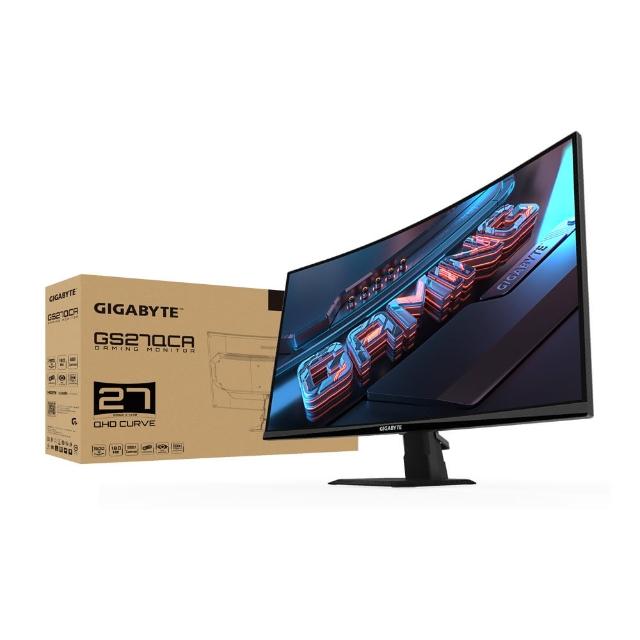 技嘉 GIGABYTE GS27QCA 27吋曲面 VA 面板 QHD 2560x1440 180Hz 電競顯示器 HDR FreeSync 護眼窄邊框 2K 超薄曲面螢幕