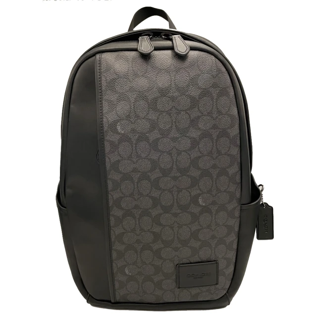 COACH 金屬LOGOG荔枝紋皮革直式單肩後背包/胸包/男