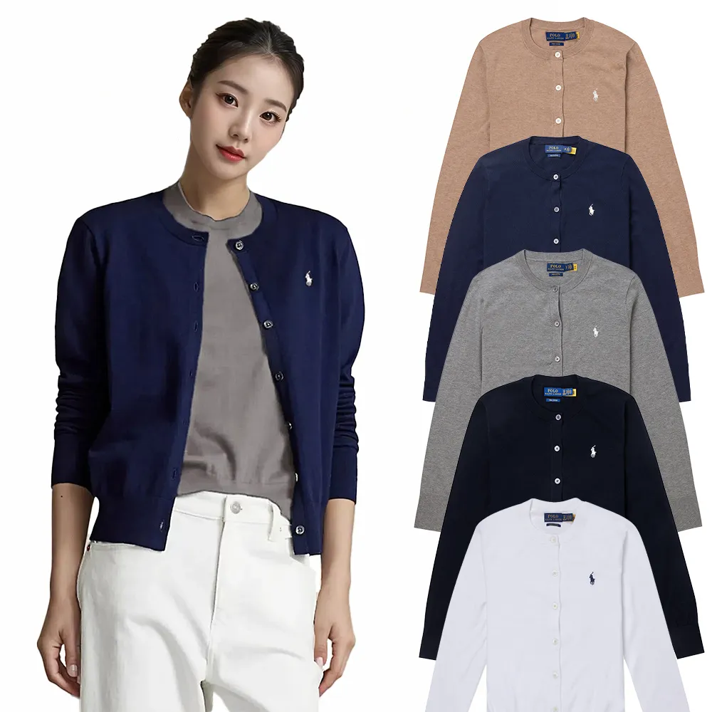 【RALPH LAUREN】RL POLO 經典刺繡小馬開襟針織外套-女-多色組合 上衣(保暖舒適/平輸品/)