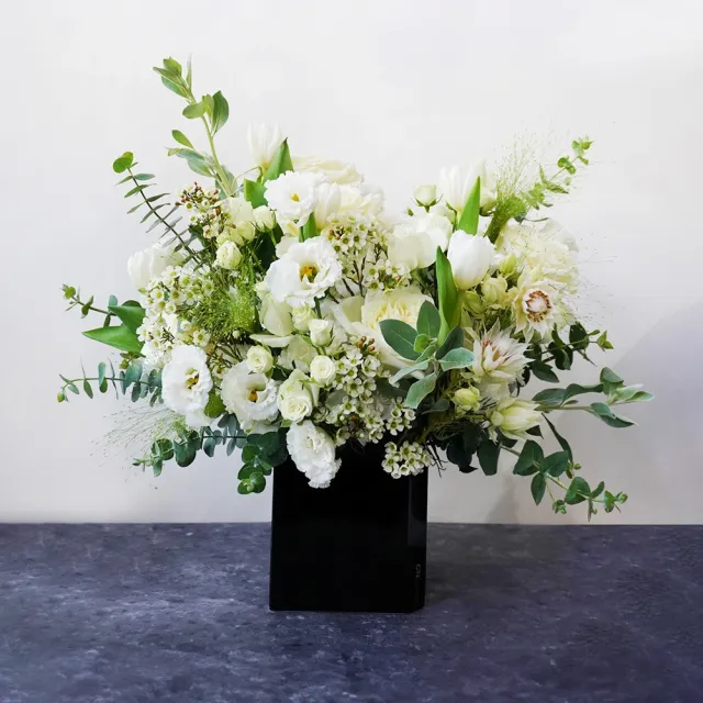 【CNFlower 西恩】白綠雅宴 盆花(送禮/花禮/驚喜/祝福/居家空間)