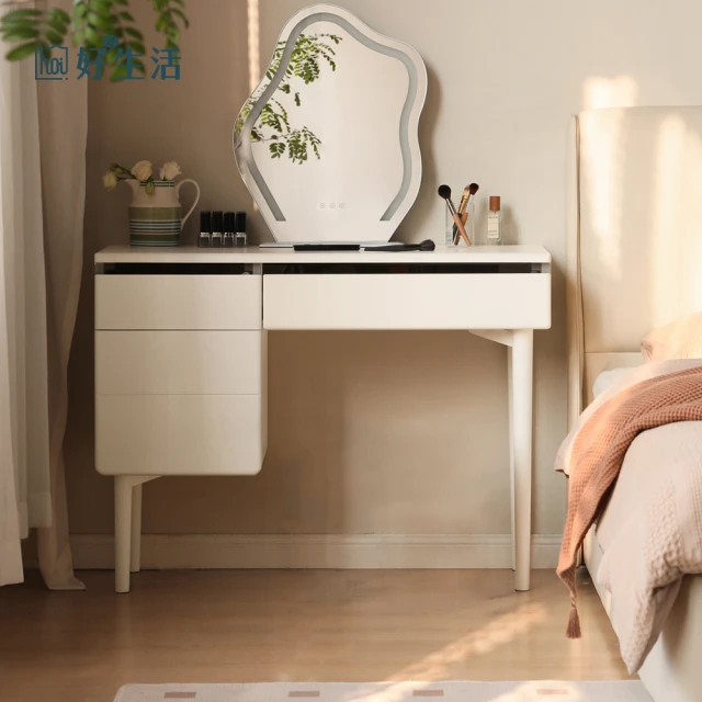 hoi! 好好生活hoi! 好好生活 預購★源氏木語簡白奶油風實木化妝桌1M Y211D12