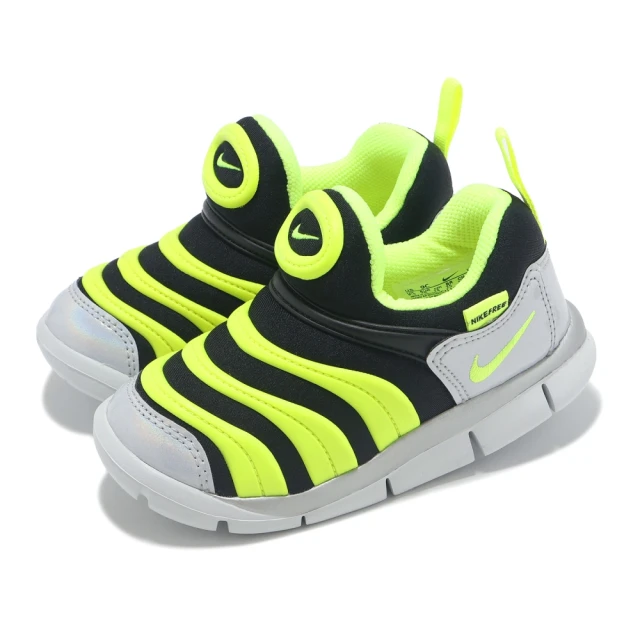 NIKE 耐吉NIKE 耐吉 童鞋 Dynamo Free Y2K TD 小童 螢光黃 銀 黑 毛毛蟲鞋 學步鞋(CI1186-081)