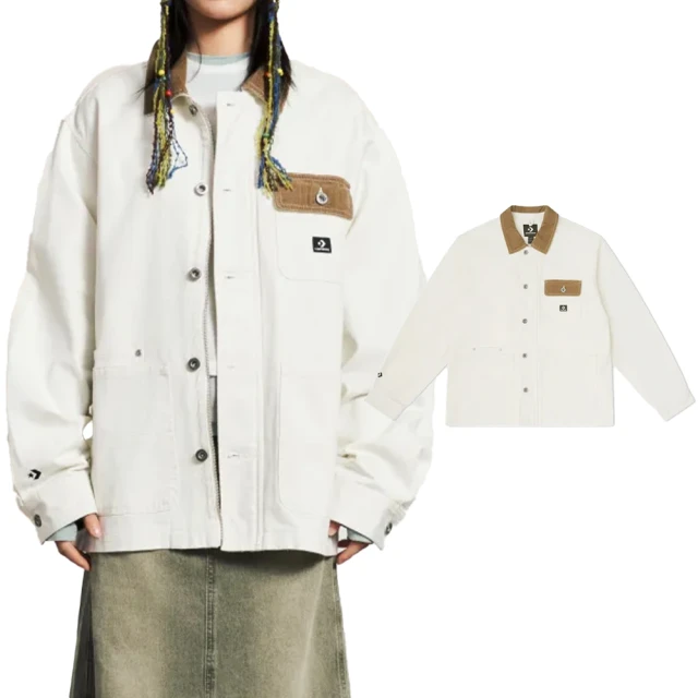 CONVERSECONVERSE Skate Jacket Egret 男款 女款 米白棕色 復古 襯衫領 長袖 外套 10026550-A03