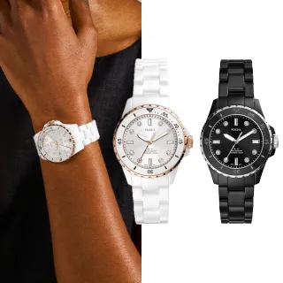 【FOSSIL 官方旗艦館】FB-01系列 清新水鬼女錶 陶瓷錶帶 手錶 35MM｜618 限定(2色可選)