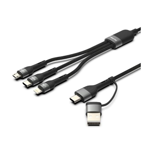 【POLYWELL】二拖三PD編織快充線 五合一 USB+C To C+Lightning+Micro-B /2米