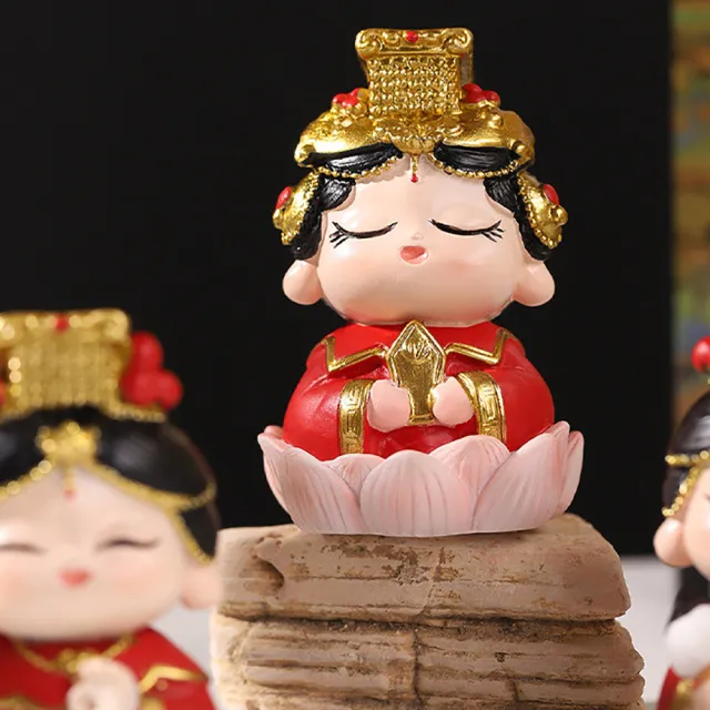 【桃花源創意工坊】媽祖文創擺件桌面裝飾樹脂工藝品小擺飾四套組(公仔)