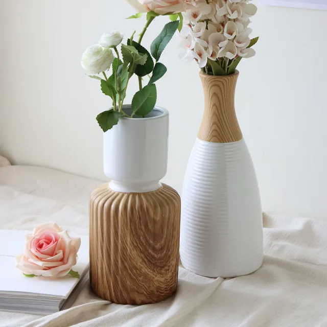 【Just Home】沐白陶韻陶瓷花器27cm/29.5cm任選(花器 插花 居家裝飾 園藝 佈置 桌面擺設)