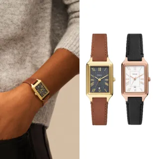 【FOSSIL 官方旗艦館】Raquel系列 復古歲月羅馬數字女錶 皮革錶帶手錶 23MM(2色可選)