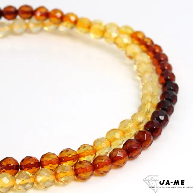 【JA-ME】天然琥珀高淨體鑽石切面彩虹琥珀三圈手鍊5-6mm 8克